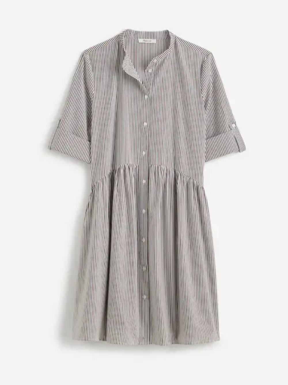 Madewell Button-Front Mini Dress in Stripe Poplin - Medium